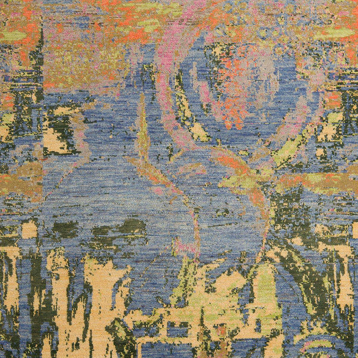 Machine Washable Abstract Brown Green Rug, wshabs5379