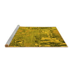 Sideview of Machine Washable Abstract Yellow Modern Rug, wshabs5379yw
