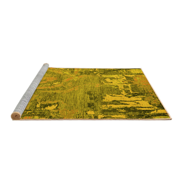 Sideview of Machine Washable Abstract Yellow Modern Rug, wshabs5379yw