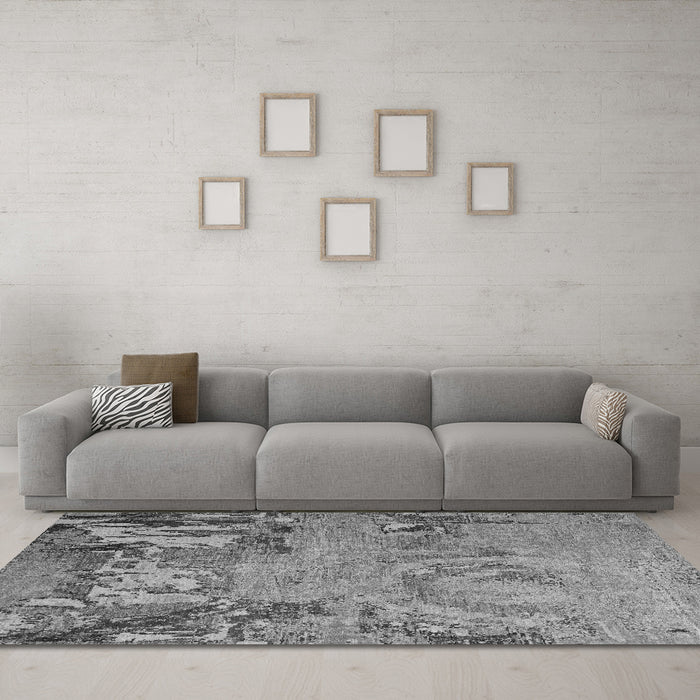 Machine Washable Abstract Gray Modern Rug in a Living Room,, wshabs5379gry