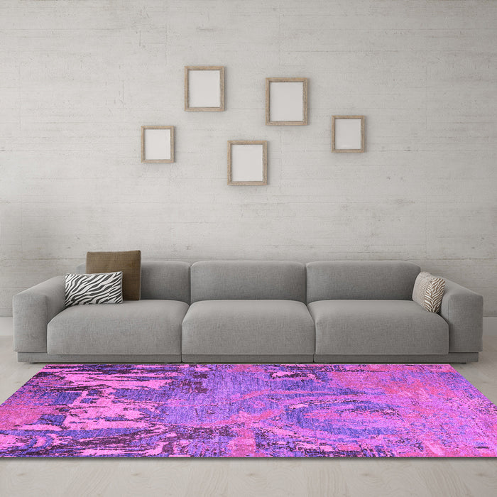 Machine Washable Abstract Purple Modern Area Rugs in a Living Room, wshabs5379pur
