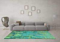 Machine Washable Abstract Turquoise Modern Rug, wshabs5379turq