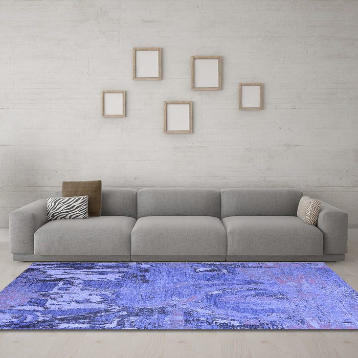 Machine Washable Abstract Blue Modern Rug in a Living Room, wshabs5379blu
