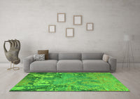 Machine Washable Abstract Green Modern Rug, wshabs5379grn