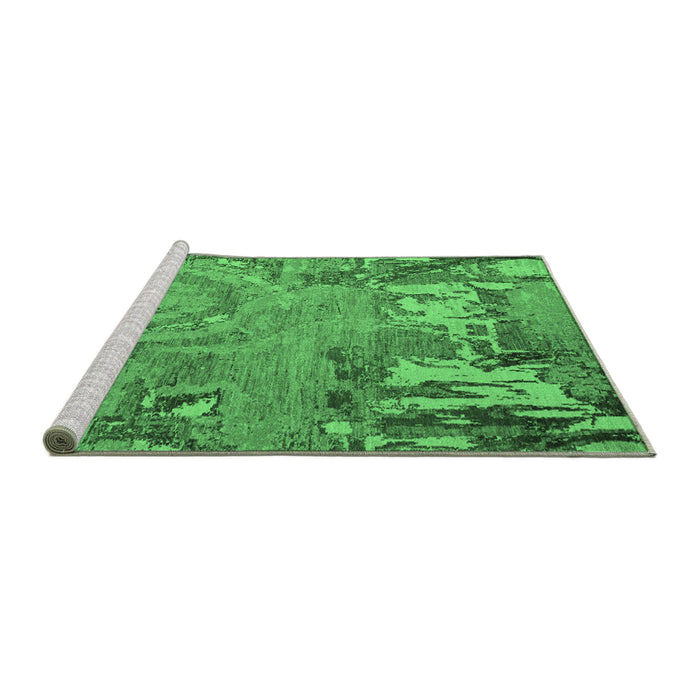 Sideview of Machine Washable Abstract Emerald Green Modern Area Rugs, wshabs5379emgrn