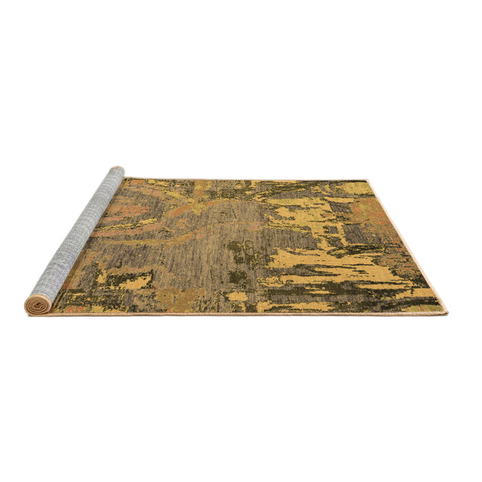 Sideview of Machine Washable Abstract Brown Modern Rug, wshabs5379brn