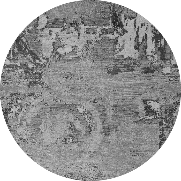 Round Machine Washable Abstract Gray Modern Rug, wshabs5379gry