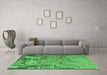 Machine Washable Abstract Emerald Green Modern Area Rugs in a Living Room,, wshabs5379emgrn