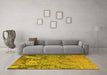 Machine Washable Abstract Yellow Modern Rug in a Living Room, wshabs5379yw