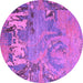 Round Abstract Purple Modern Rug, abs5379pur