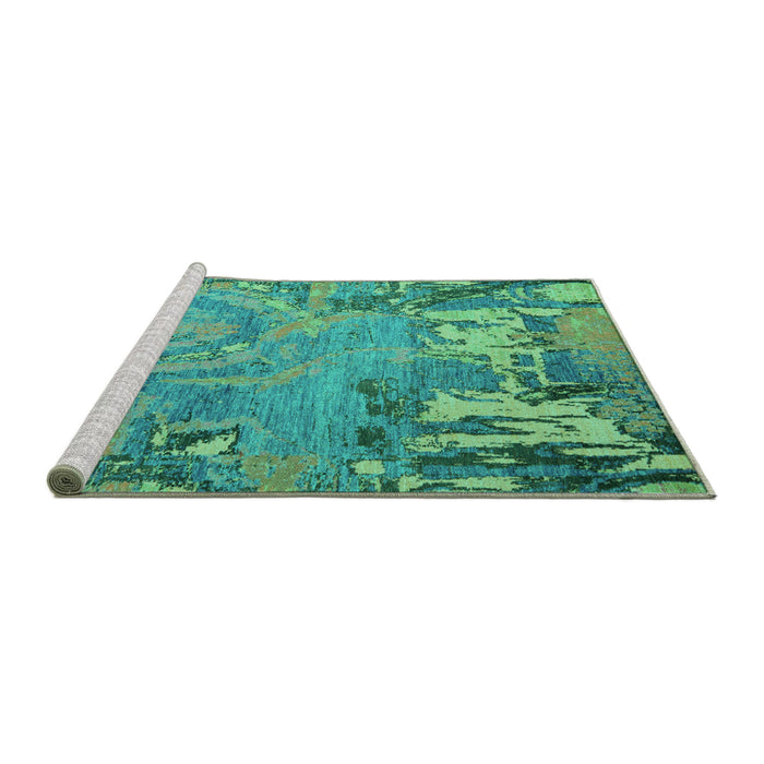 Sideview of Machine Washable Abstract Turquoise Modern Area Rugs, wshabs5379turq