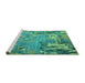 Sideview of Machine Washable Abstract Turquoise Modern Area Rugs, wshabs5379turq