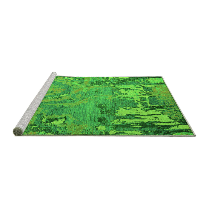 Sideview of Machine Washable Abstract Green Modern Area Rugs, wshabs5379grn