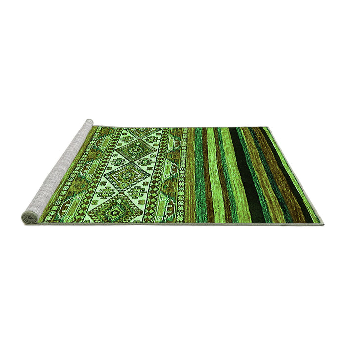 Sideview of Machine Washable Abstract Green Modern Area Rugs, wshabs537grn