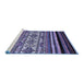 Sideview of Machine Washable Abstract Blue Modern Rug, wshabs537blu