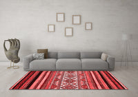 Machine Washable Abstract Red Modern Rug, wshabs537red