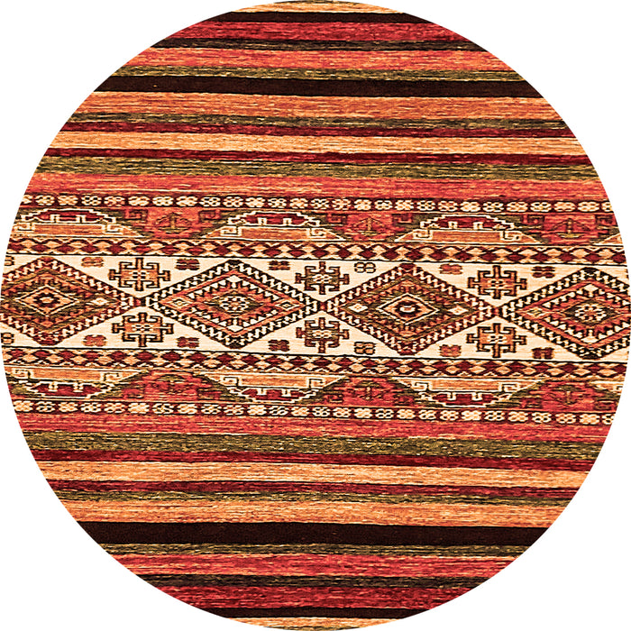 Round Machine Washable Abstract Orange Modern Area Rugs, wshabs537org