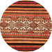 Round Machine Washable Abstract Orange Modern Area Rugs, wshabs537org