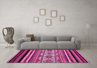 Machine Washable Abstract Pink Modern Rug, wshabs537pnk