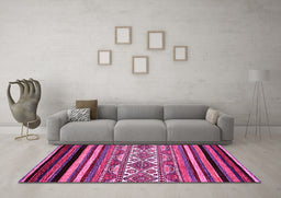 Machine Washable Abstract Pink Modern Rug in a Living Room, wshabs537pnk