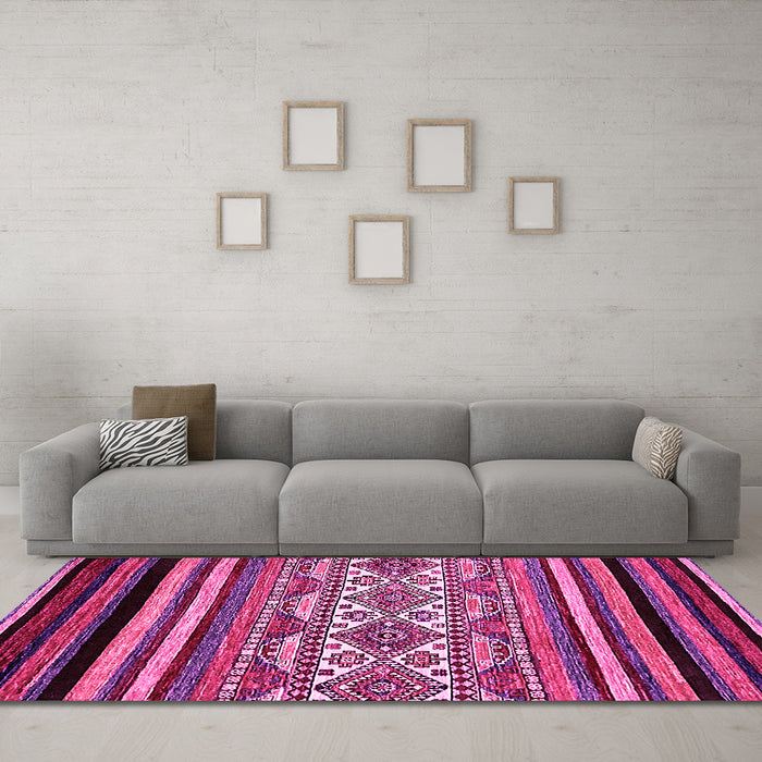 Machine Washable Abstract Pink Modern Rug in a Living Room, wshabs537pnk