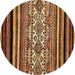 Round Machine Washable Abstract Brown Modern Rug, wshabs537brn