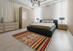 Abstract Saffron Red Modern Rug in a Bedroom, abs537