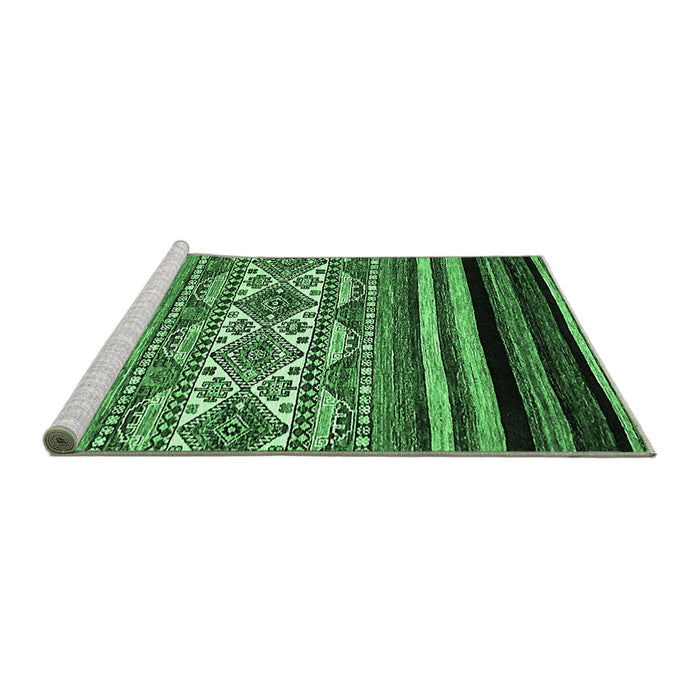 Sideview of Machine Washable Abstract Emerald Green Modern Area Rugs, wshabs537emgrn