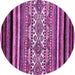 Round Abstract Purple Modern Rug, abs537pur