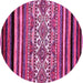 Round Abstract Pink Modern Rug, abs537pnk