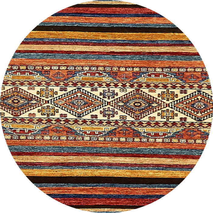 Round Machine Washable Abstract Saffron Red Rug, wshabs537