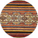 Round Machine Washable Abstract Saffron Red Rug, wshabs537