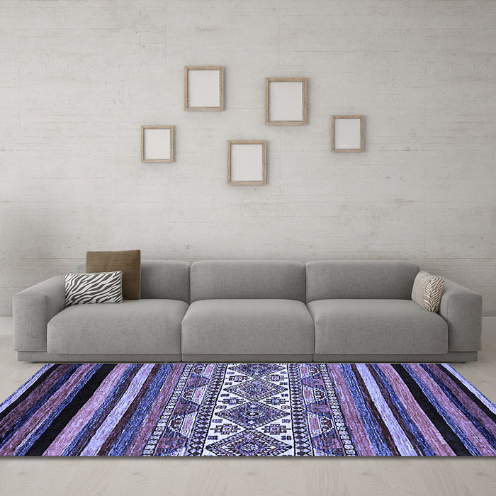 Machine Washable Abstract Blue Modern Rug in a Living Room, wshabs537blu