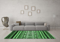 Machine Washable Abstract Emerald Green Modern Rug, wshabs537emgrn