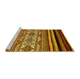 Sideview of Machine Washable Abstract Yellow Modern Rug, wshabs537yw