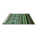 Sideview of Machine Washable Abstract Turquoise Modern Area Rugs, wshabs537turq