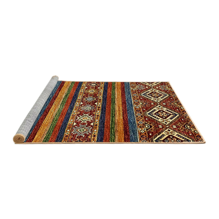 Sideview of Machine Washable Abstract Saffron Red Rug, wshabs538