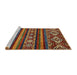 Sideview of Machine Washable Abstract Saffron Red Rug, wshabs538