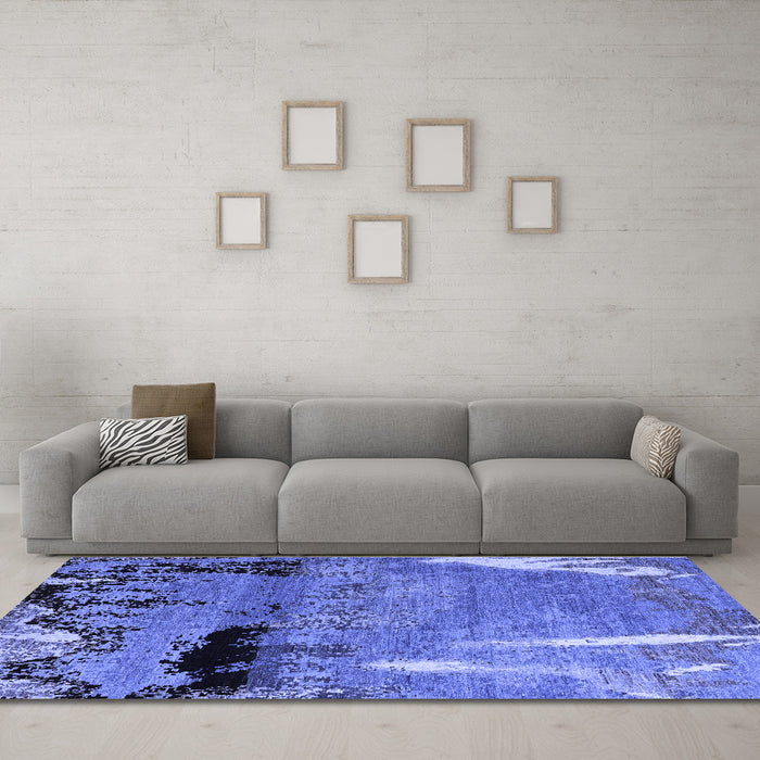 Machine Washable Abstract Blue Modern Rug in a Living Room, wshabs5380blu