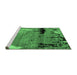 Sideview of Machine Washable Abstract Emerald Green Modern Area Rugs, wshabs5380emgrn