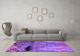 Machine Washable Abstract Purple Modern Area Rugs in a Living Room, wshabs5380pur