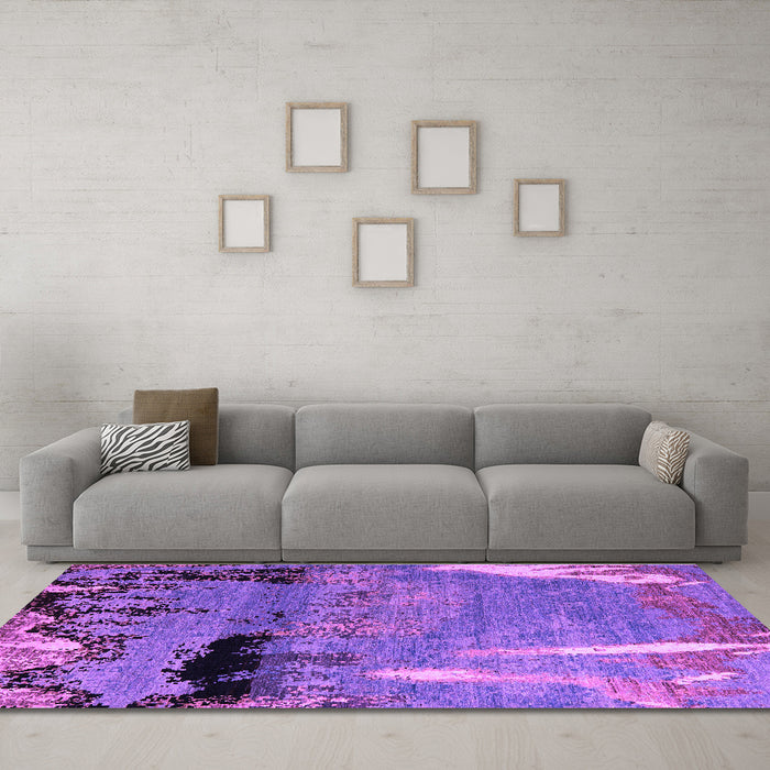 Machine Washable Abstract Purple Modern Area Rugs in a Living Room, wshabs5380pur