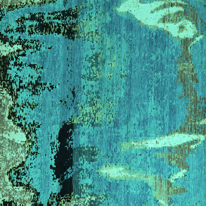 Square Machine Washable Abstract Turquoise Modern Area Rugs, wshabs5380turq