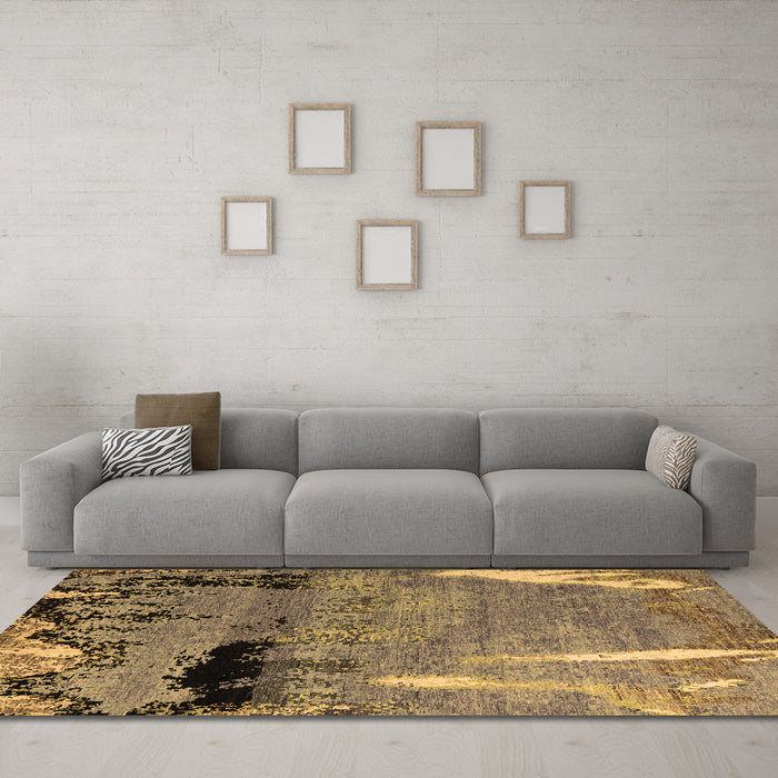 Machine Washable Abstract Brown Modern Rug in a Living Room,, wshabs5380brn