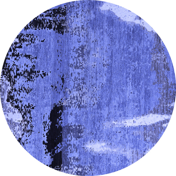 Round Machine Washable Abstract Blue Modern Rug, wshabs5380blu