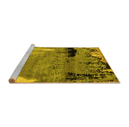 Sideview of Machine Washable Abstract Yellow Modern Rug, wshabs5380yw
