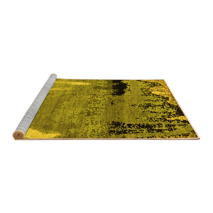 Sideview of Machine Washable Abstract Yellow Modern Rug, wshabs5380yw
