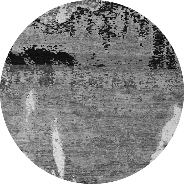 Round Machine Washable Abstract Gray Modern Rug, wshabs5380gry