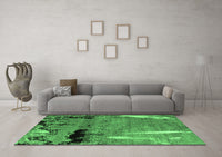 Machine Washable Abstract Emerald Green Modern Rug, wshabs5380emgrn