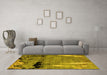 Machine Washable Abstract Yellow Modern Rug in a Living Room, wshabs5380yw